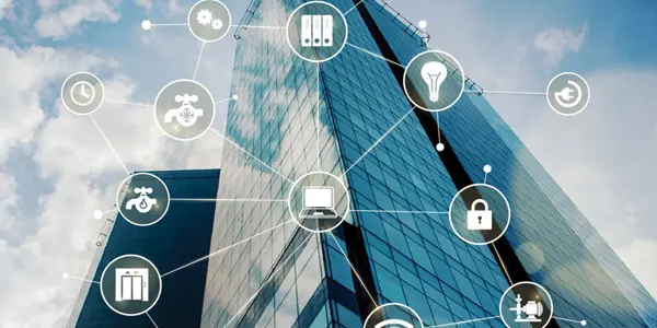 Building management system dashboard on screen